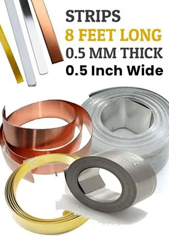 Metal Strip 96 inch — 8 ft × 0.5 inch (Thin) Copper / Brass / Aluminum / Iron / Steel