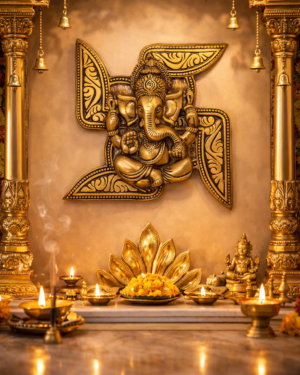 Brass Ganesha Swastika Wall Hanging