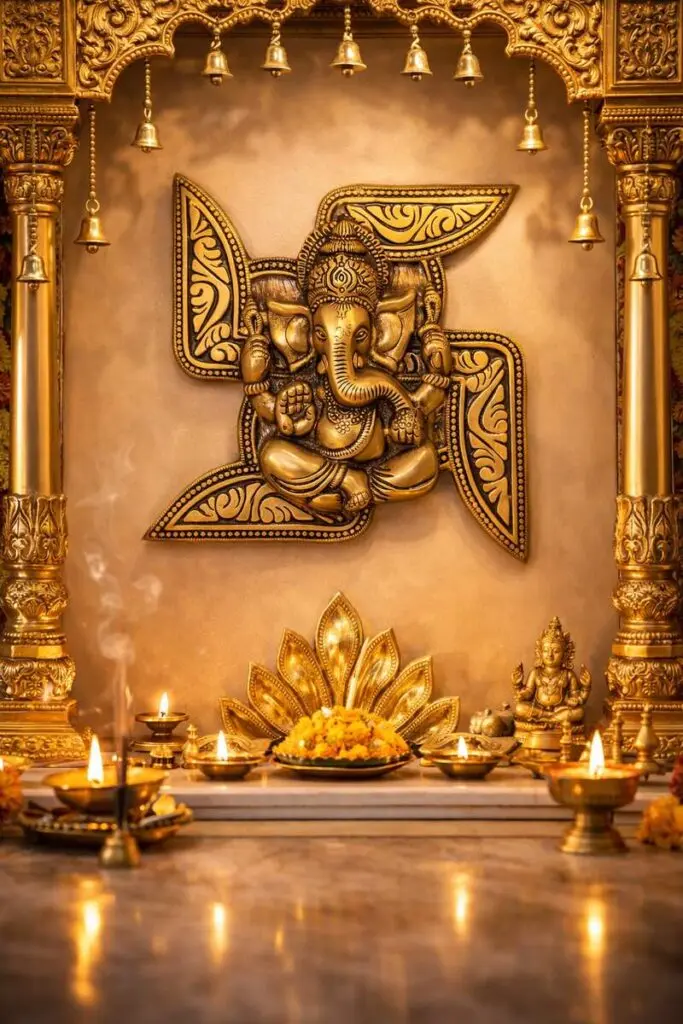 Brass Ganesha Swastika Wall Hanging