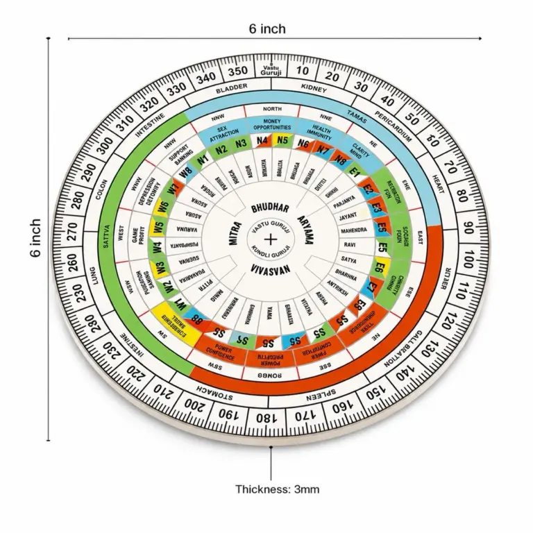 Vastu Chakra Plotting Disc — 6 inch (45 Devta + 16 Direction + 32 Entrance Mapping Tool)